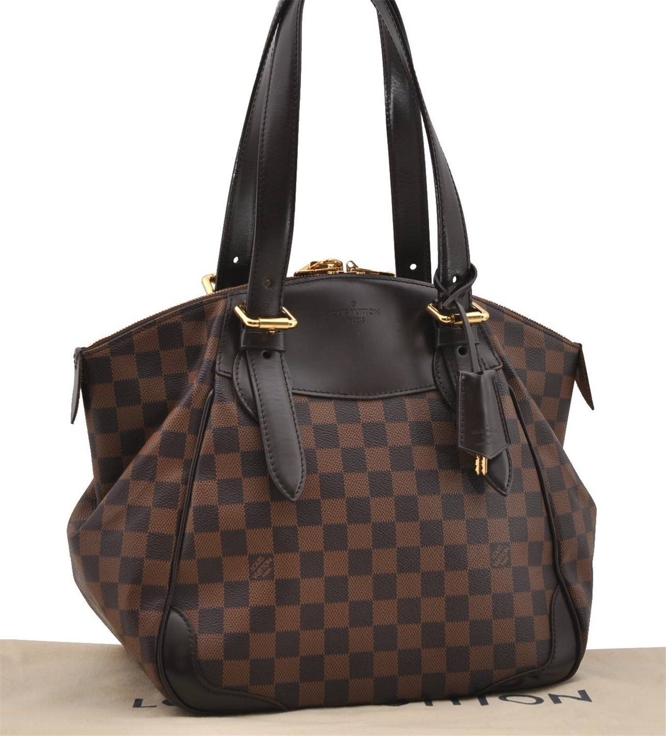 Authentic Louis Vuitton Damier Verona MM Shoulder Boston Bag N41118 LV 2774D