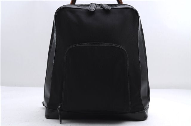 Authentic GUCCI Bamboo Vintage Shoulder Hand Bag Nylon Leather Black 2774E