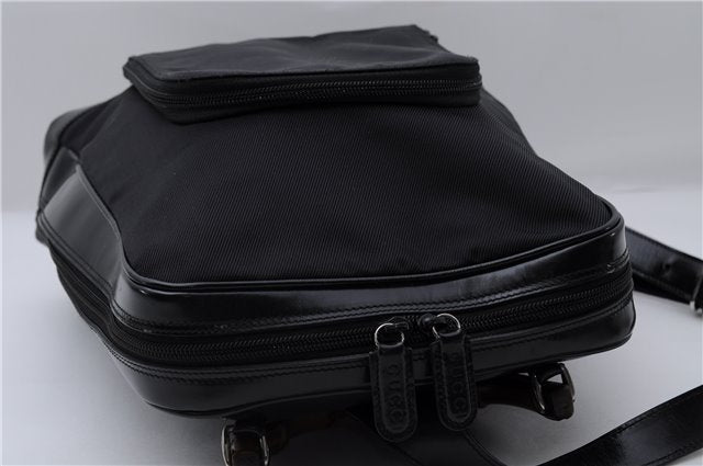 Authentic GUCCI Bamboo Vintage Shoulder Hand Bag Nylon Leather Black 2774E