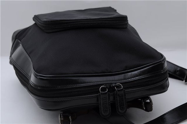 Authentic GUCCI Bamboo Vintage Shoulder Hand Bag Nylon Leather Black 2774E