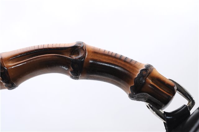 Authentic GUCCI Bamboo Vintage Shoulder Hand Bag Nylon Leather Black 2774E