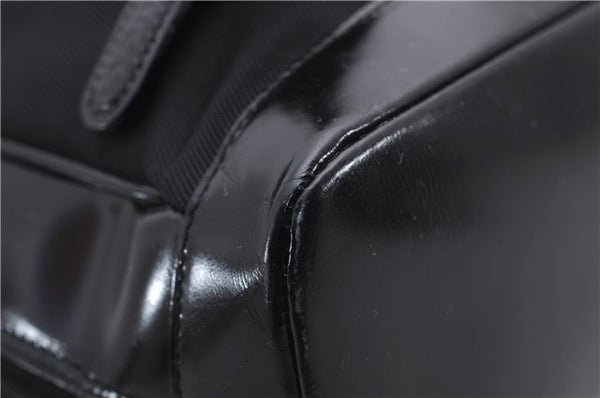 Authentic GUCCI Bamboo Vintage Shoulder Hand Bag Nylon Leather Black 2774E