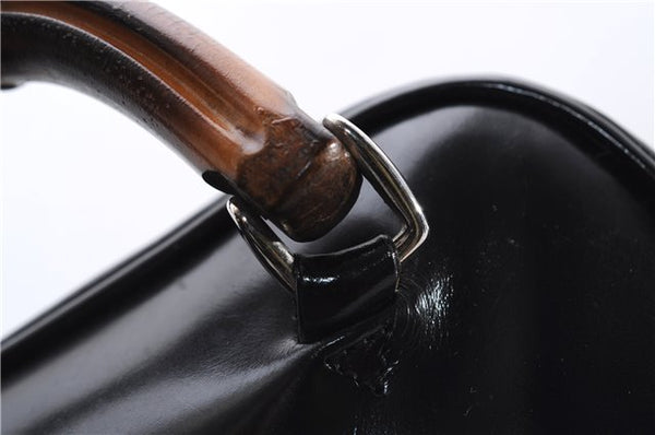 Authentic GUCCI Bamboo Vintage Shoulder Hand Bag Nylon Leather Black 2774E