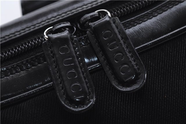 Authentic GUCCI Bamboo Vintage Shoulder Hand Bag Nylon Leather Black 2774E