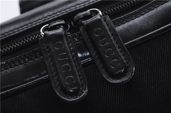 Authentic GUCCI Bamboo Vintage Shoulder Hand Bag Nylon Leather Black 2774E