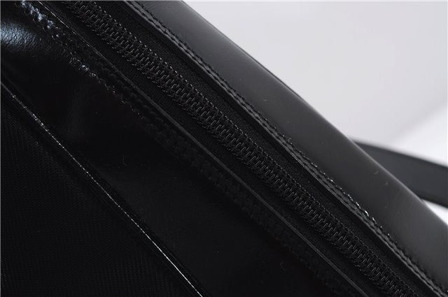 Authentic GUCCI Bamboo Vintage Shoulder Hand Bag Nylon Leather Black 2774E