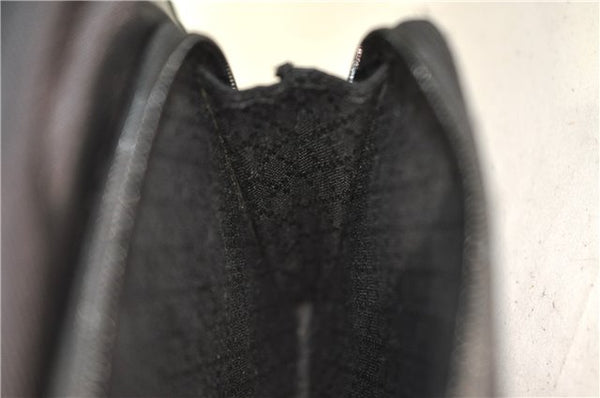 Authentic GUCCI Bamboo Vintage Shoulder Hand Bag Nylon Leather Black 2774E