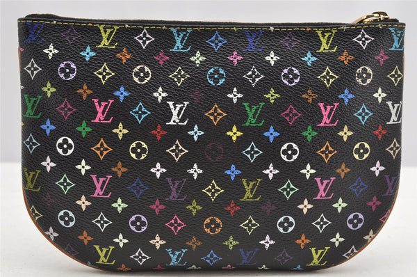 Auth Louis Vuitton Monogram Multicolor Pochette GM Pouch Black M60030 LV 2774I