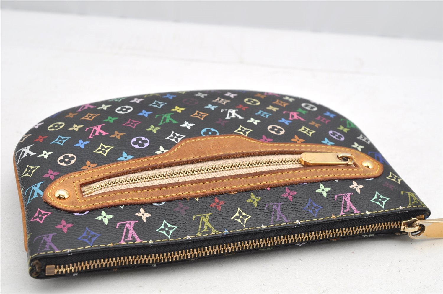 Auth Louis Vuitton Monogram Multicolor Pochette GM Pouch Black M60030 LV 2774I