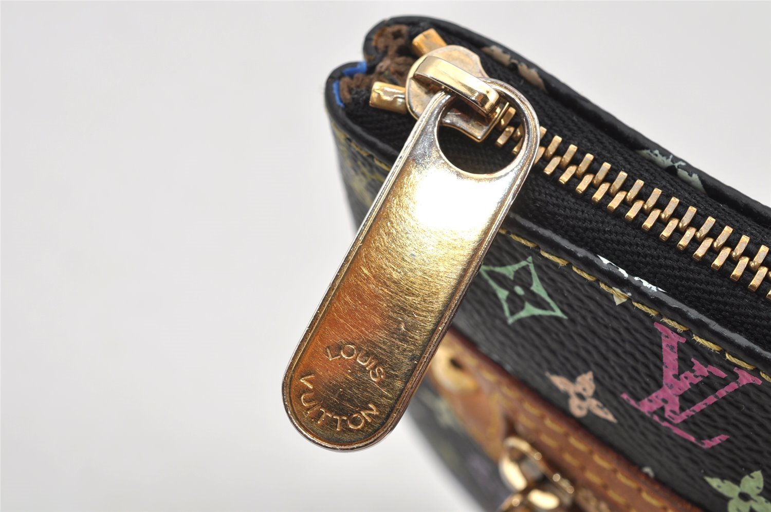 Auth Louis Vuitton Monogram Multicolor Pochette GM Pouch Black M60030 LV 2774I