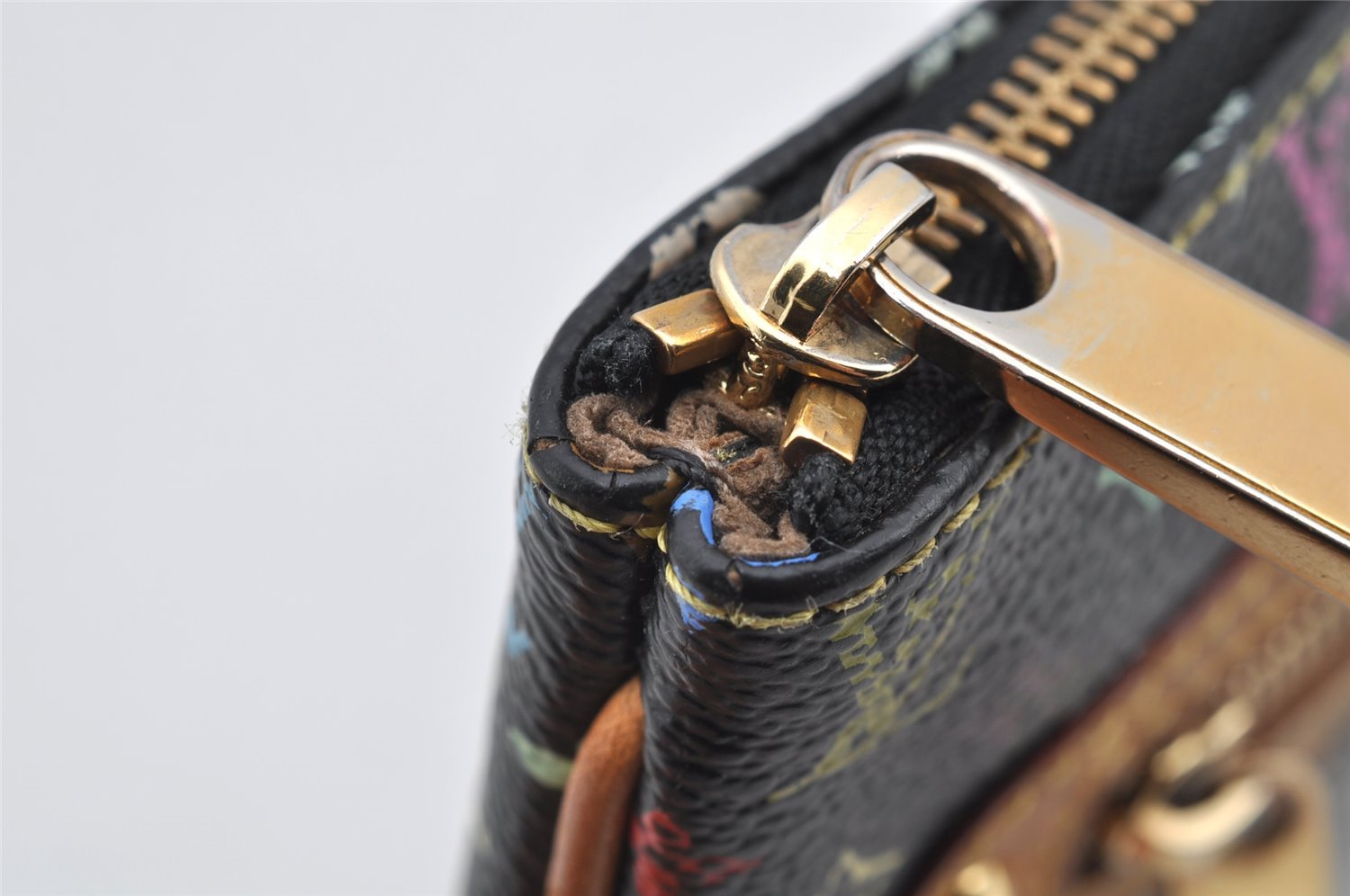 Auth Louis Vuitton Monogram Multicolor Pochette GM Pouch Black M60030 LV 2774I