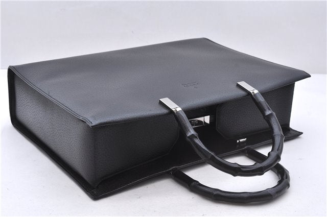 Authentic GUCCI Bamboo 2Way Shoulder Tote Bag Leather 0021034 Black 2775E