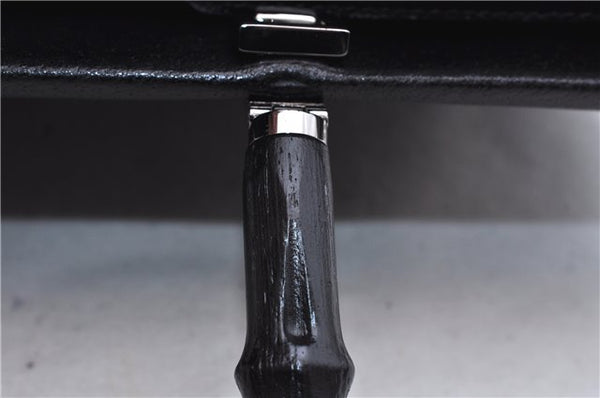 Authentic GUCCI Bamboo 2Way Shoulder Tote Bag Leather 0021034 Black 2775E