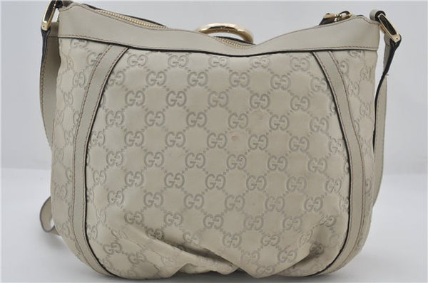Authentic GUCCI Abbey Guccissima Shoulder Cross Body Bag GG Leather Ivory 2776E