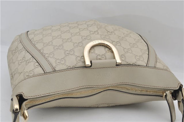 Authentic GUCCI Abbey Guccissima Shoulder Cross Body Bag GG Leather Ivory 2776E