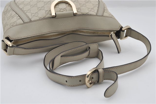 Authentic GUCCI Abbey Guccissima Shoulder Cross Body Bag GG Leather Ivory 2776E