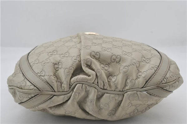 Authentic GUCCI Abbey Guccissima Shoulder Cross Body Bag GG Leather Ivory 2776E