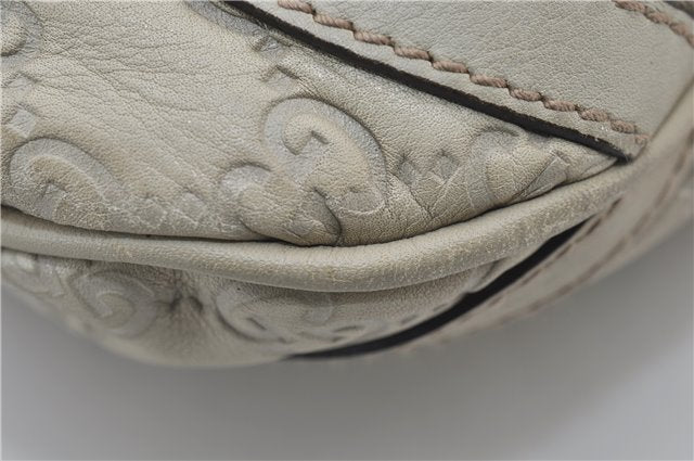 Authentic GUCCI Abbey Guccissima Shoulder Cross Body Bag GG Leather Ivory 2776E