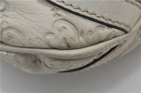 Authentic GUCCI Abbey Guccissima Shoulder Cross Body Bag GG Leather Ivory 2776E