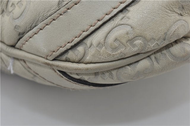 Authentic GUCCI Abbey Guccissima Shoulder Cross Body Bag GG Leather Ivory 2776E