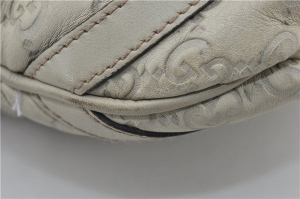 Authentic GUCCI Abbey Guccissima Shoulder Cross Body Bag GG Leather Ivory 2776E