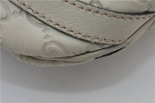 Authentic GUCCI Abbey Guccissima Shoulder Cross Body Bag GG Leather Ivory 2776E