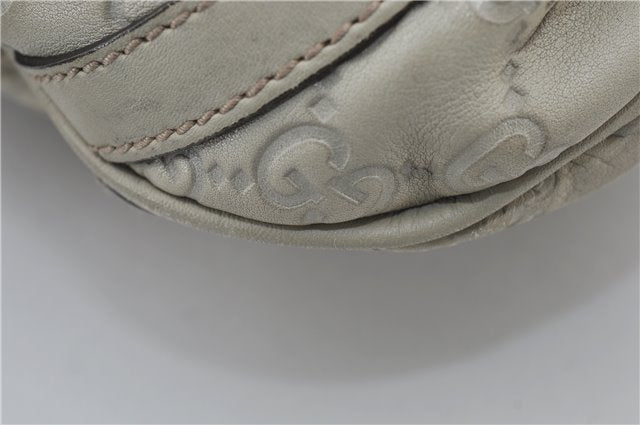 Authentic GUCCI Abbey Guccissima Shoulder Cross Body Bag GG Leather Ivory 2776E