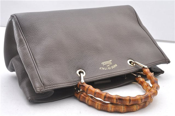 Authentic GUCCI Bamboo Shopper Medium 2Way Hand Bag Leather 323660 Brown 2776F