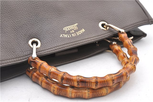 Authentic GUCCI Bamboo Shopper Medium 2Way Hand Bag Leather 323660 Brown 2776F