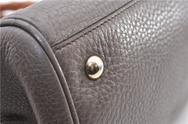 Authentic GUCCI Bamboo Shopper Medium 2Way Hand Bag Leather 323660 Brown 2776F