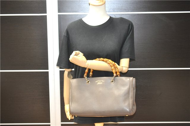 Authentic GUCCI Bamboo Shopper Medium 2Way Hand Bag Leather 323660 Brown 2776F