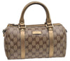 Authentic GUCCI GG Crystal Hand Mini Boston Bag PVC Leather 193604 Brown 2777E
