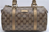 Authentic GUCCI GG Crystal Hand Mini Boston Bag PVC Leather 193604 Brown 2777E