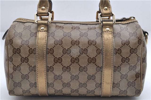 Authentic GUCCI GG Crystal Hand Mini Boston Bag PVC Leather 193604 Brown 2777E