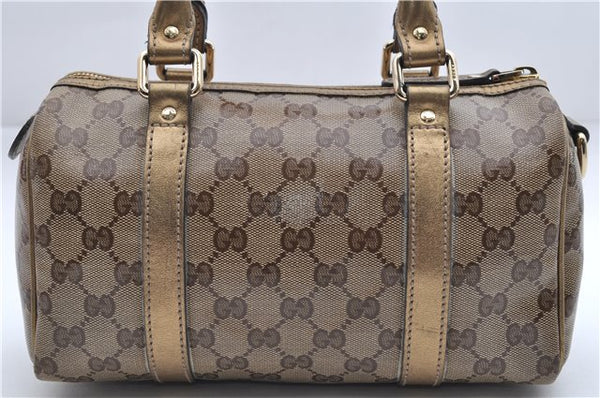 Authentic GUCCI GG Crystal Hand Mini Boston Bag PVC Leather 193604 Brown 2777E