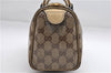 Authentic GUCCI GG Crystal Hand Mini Boston Bag PVC Leather 193604 Brown 2777E