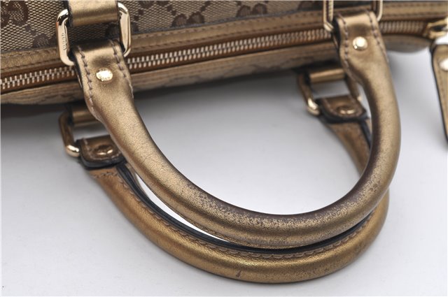 Authentic GUCCI GG Crystal Hand Mini Boston Bag PVC Leather 193604 Brown 2777E