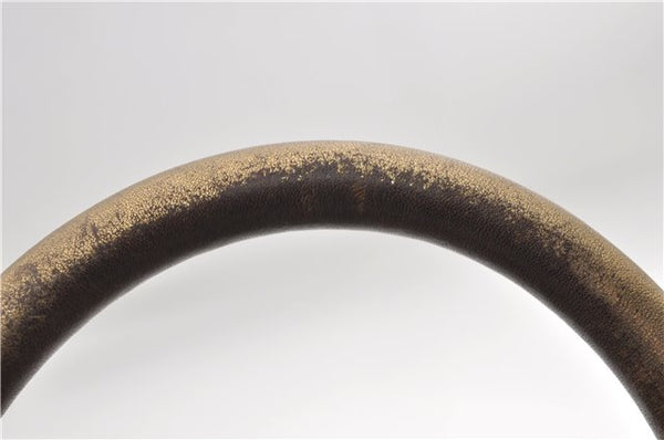 Authentic GUCCI GG Crystal Hand Mini Boston Bag PVC Leather 193604 Brown 2777E