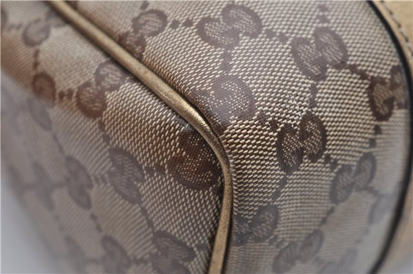 Authentic GUCCI GG Crystal Hand Mini Boston Bag PVC Leather 193604 Brown 2777E