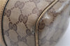 Authentic GUCCI GG Crystal Hand Mini Boston Bag PVC Leather 193604 Brown 2777E