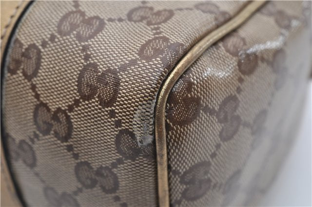 Authentic GUCCI GG Crystal Hand Mini Boston Bag PVC Leather 193604 Brown 2777E