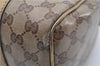 Authentic GUCCI GG Crystal Hand Mini Boston Bag PVC Leather 193604 Brown 2777E