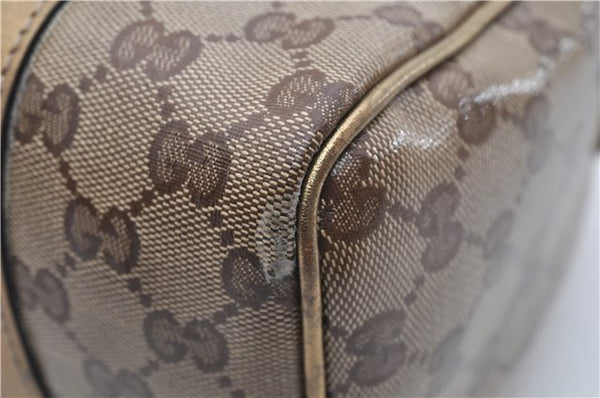 Authentic GUCCI GG Crystal Hand Mini Boston Bag PVC Leather 193604 Brown 2777E