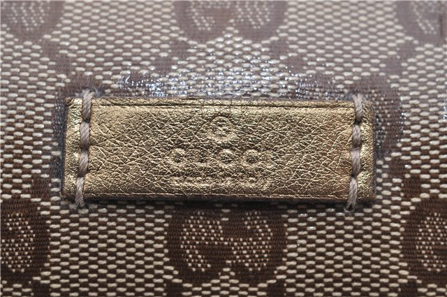 Authentic GUCCI GG Crystal Hand Mini Boston Bag PVC Leather 193604 Brown 2777E