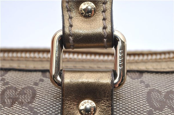 Authentic GUCCI GG Crystal Hand Mini Boston Bag PVC Leather 193604 Brown 2777E