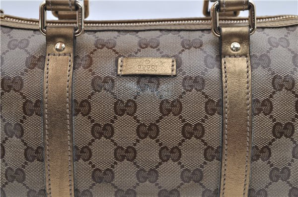 Authentic GUCCI GG Crystal Hand Mini Boston Bag PVC Leather 193604 Brown 2777E