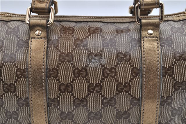 Authentic GUCCI GG Crystal Hand Mini Boston Bag PVC Leather 193604 Brown 2777E