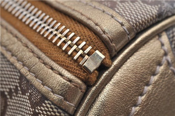 Authentic GUCCI GG Crystal Hand Mini Boston Bag PVC Leather 193604 Brown 2777E