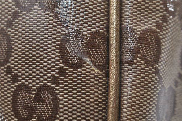 Authentic GUCCI GG Crystal Hand Mini Boston Bag PVC Leather 193604 Brown 2777E