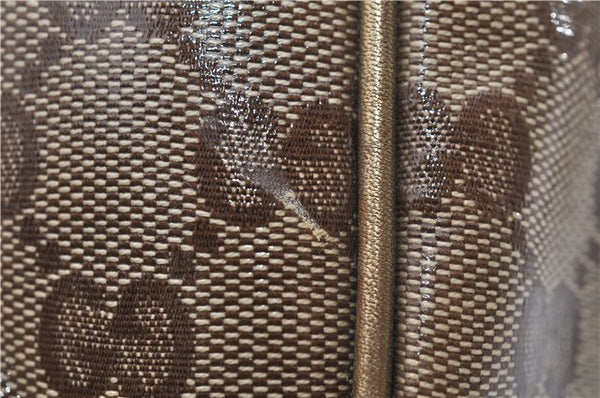 Authentic GUCCI GG Crystal Hand Mini Boston Bag PVC Leather 193604 Brown 2777E